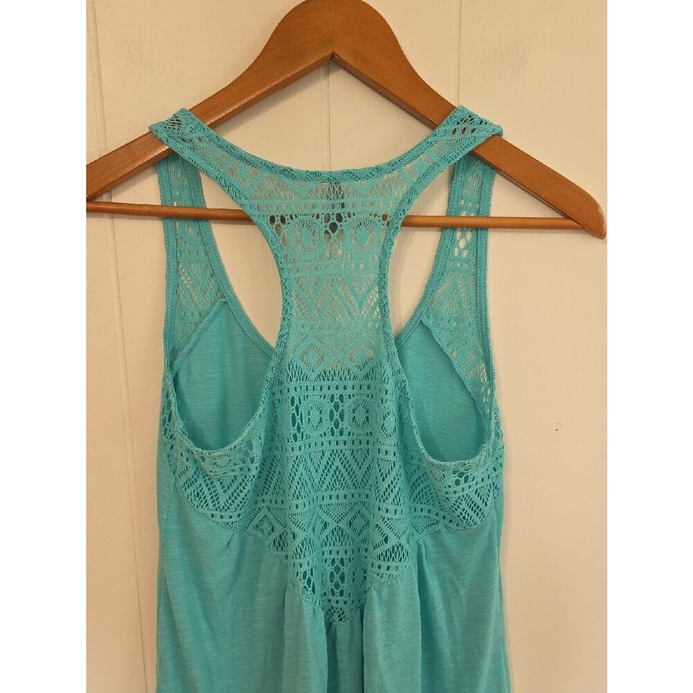 Vanity Mint Green Crochet Lace Racerback Lettuced Edge Tank Womens M Y2K Vibes - Picture 6 of 13